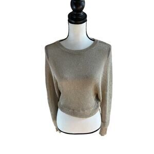Zara Gold Metallic Mesh Knit Top – Women’s M – Holiday Shimmer ✨